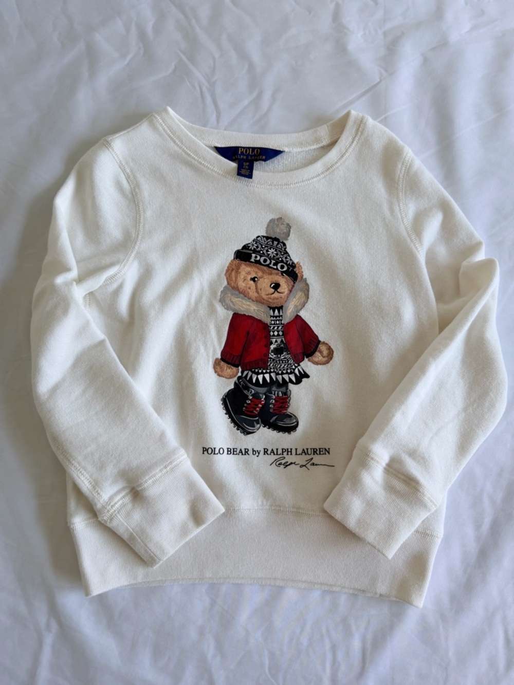 Polo by Ralph Lauren White Kids Sweatshirt with Embroidered Bear